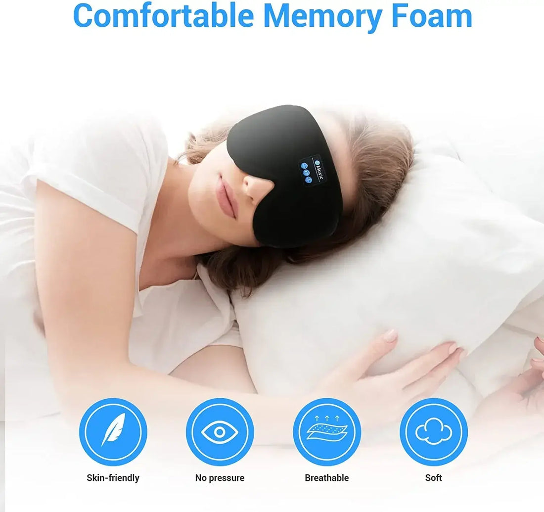 3D Sleeping Headphones Bluetooth Eye Mask Headband Soft Elastic Comfortable Wireless Washable Music Headset for Side SleepersNew